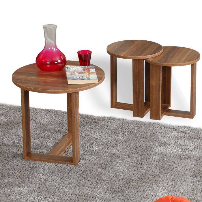 Hanah Home Mesas Nido Nogal Tablero Partículas Melamina 18mm Mesa Grande 52cm Mediana 43cm Pequeña 41cm
